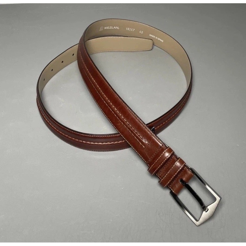 Mezlan Leather Belt Size 40 Made In Spain